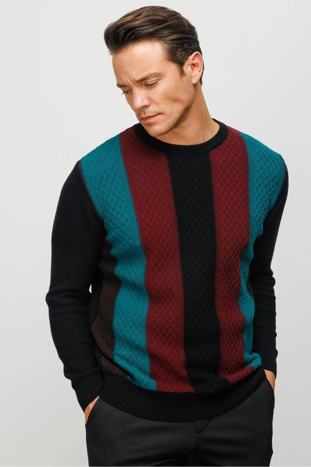 Desen Minimalist Vintage Erkek Uzun Kol Kazak - Regular Fit
