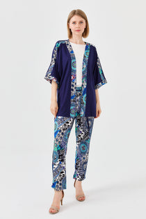Desen Oversize Kimono Kol 3/4 Kadın Ceket - Rahat ve Şık