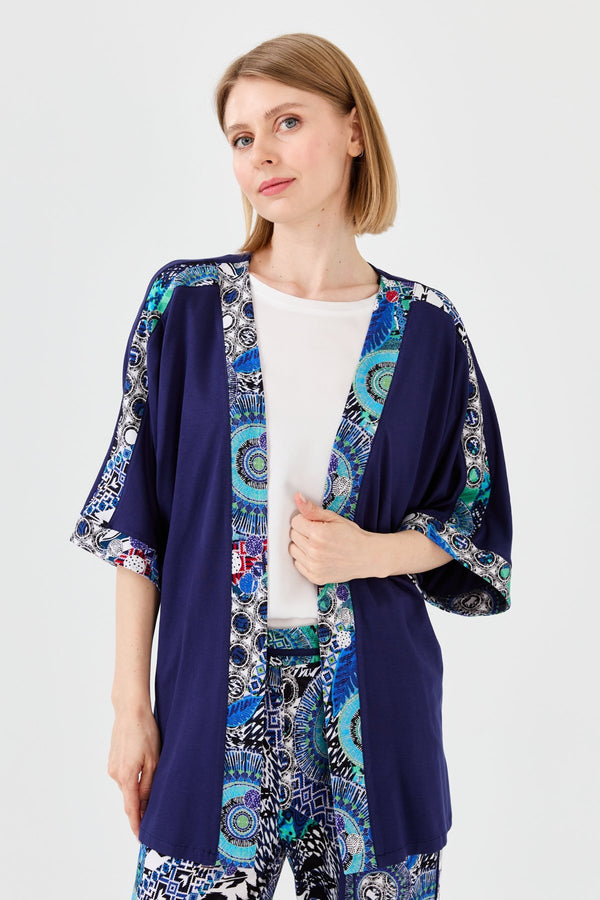 Desen Oversize Kimono Kol 3/4 Kadın Ceket - Rahat ve Şık