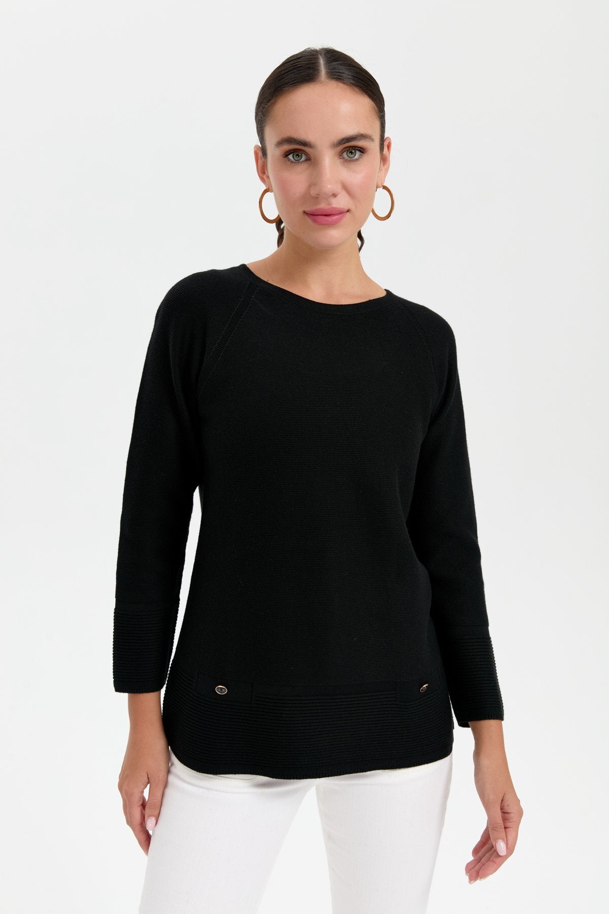 Desen Oversize Uzun Kol Kadın Kazak - Minimalist Stil Translation missing: tr.content.product_image_secondary