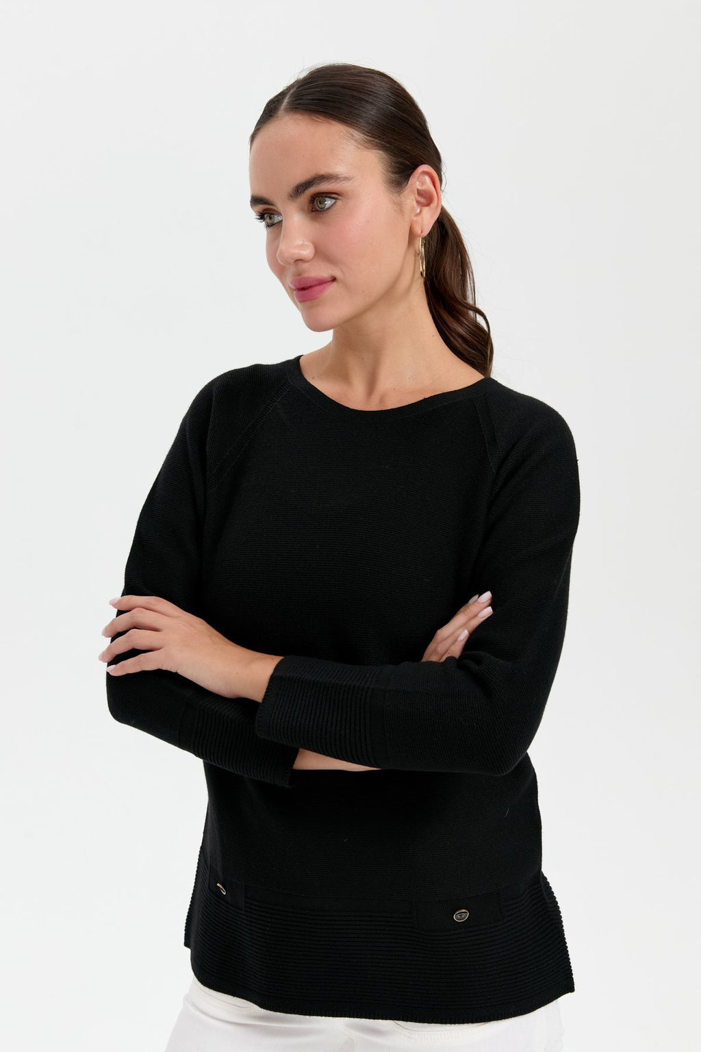 Desen Oversize Uzun Kol Kadın Kazak - Minimalist Stil