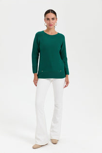 Desen Oversize Uzun Kol Kadın Kazak - Minimalist Stil