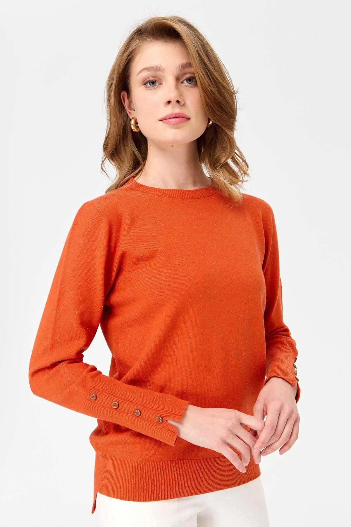 Desen Oversize Uzun Kol Minimalist Kadın Kazak - Günlük Şıklık İkincil görsel