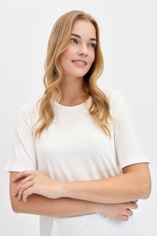 DESEN TRİKO Oversize Minimalist Yuvarlak Yaka Kadın T-Shirt - Kısa Kol