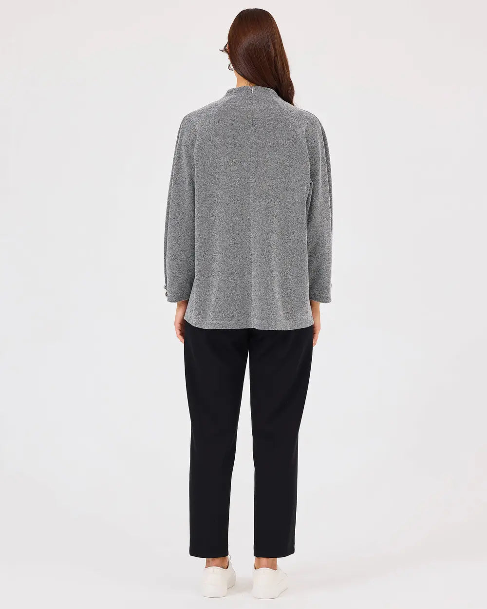 dik yaka düğme detaylı sweatshirt Scl