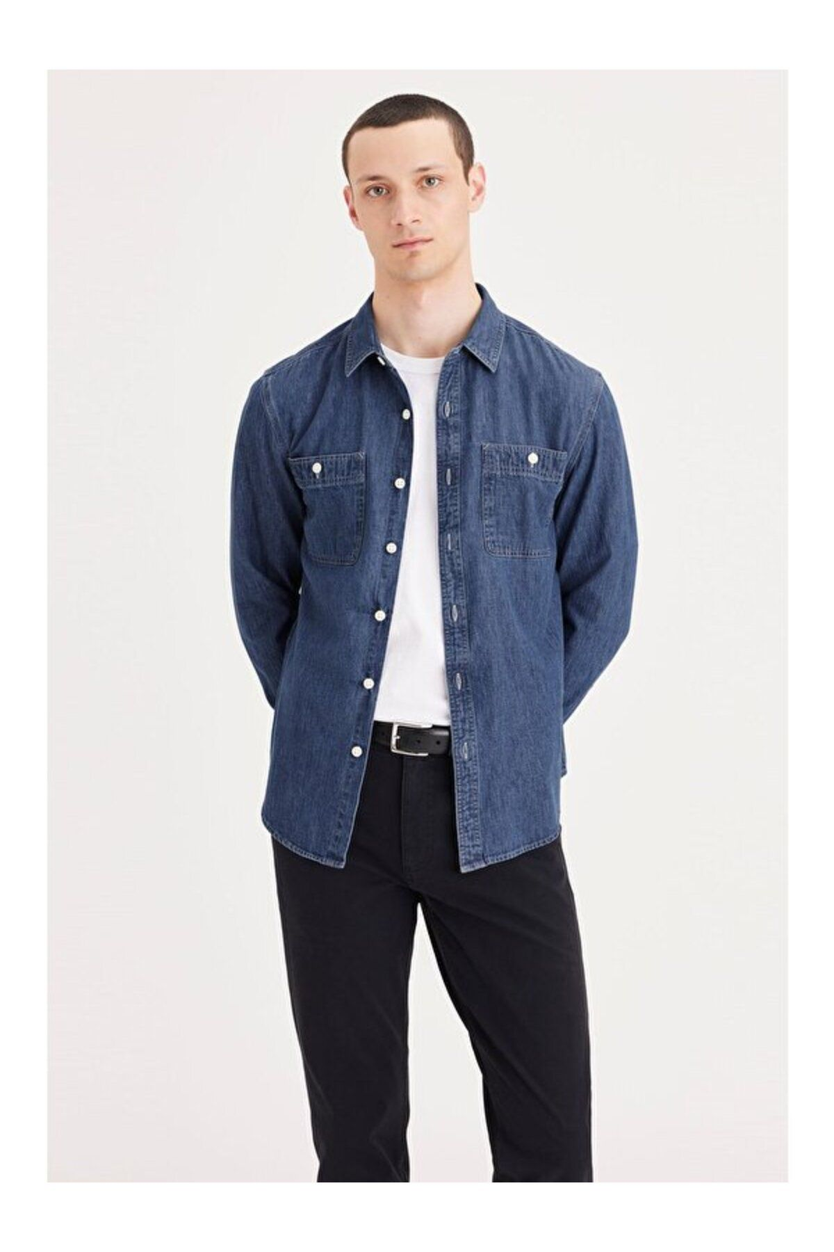 Dockers Minimalist Erkek Denim Gömlek - Uzun Kol Günlük Ana görsel