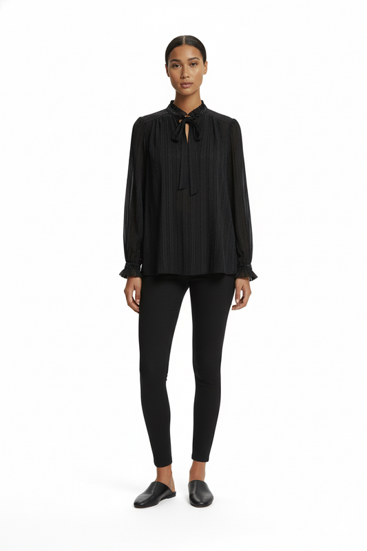 تونيك من الشيفون المزخرف بتفاصيل وشاح