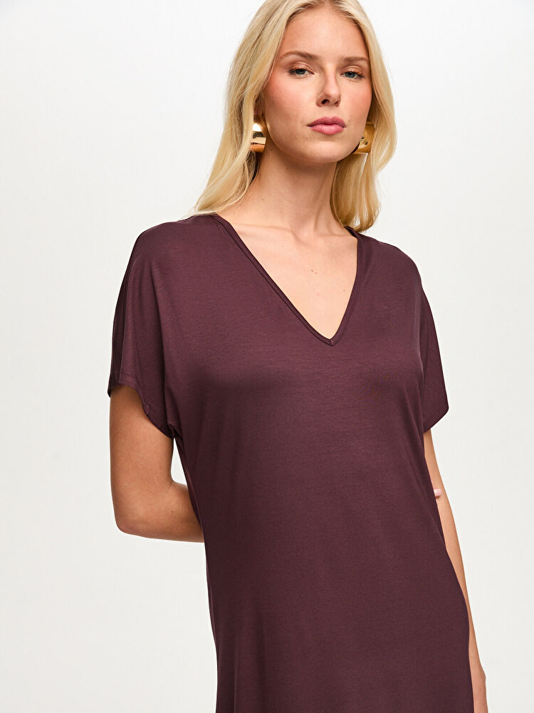 Dokuma Garnili V Yaka Elbise Faik Sönmez
