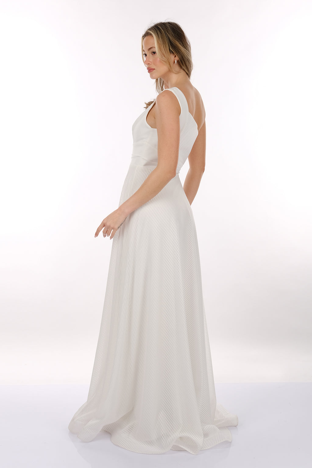DORİDORCA Tek Omuz Kendinden Desenli Maxi Boy Kadın Abiye Elbise 2246026