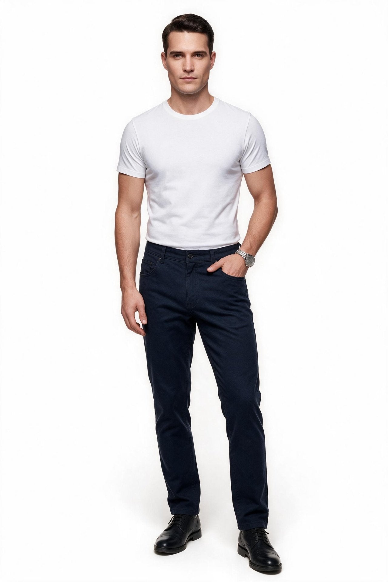 Ecer Erkek Düz Kesim Pamuk Karışımlı Günlük Beş Cepli Pantolon İkincil görsel