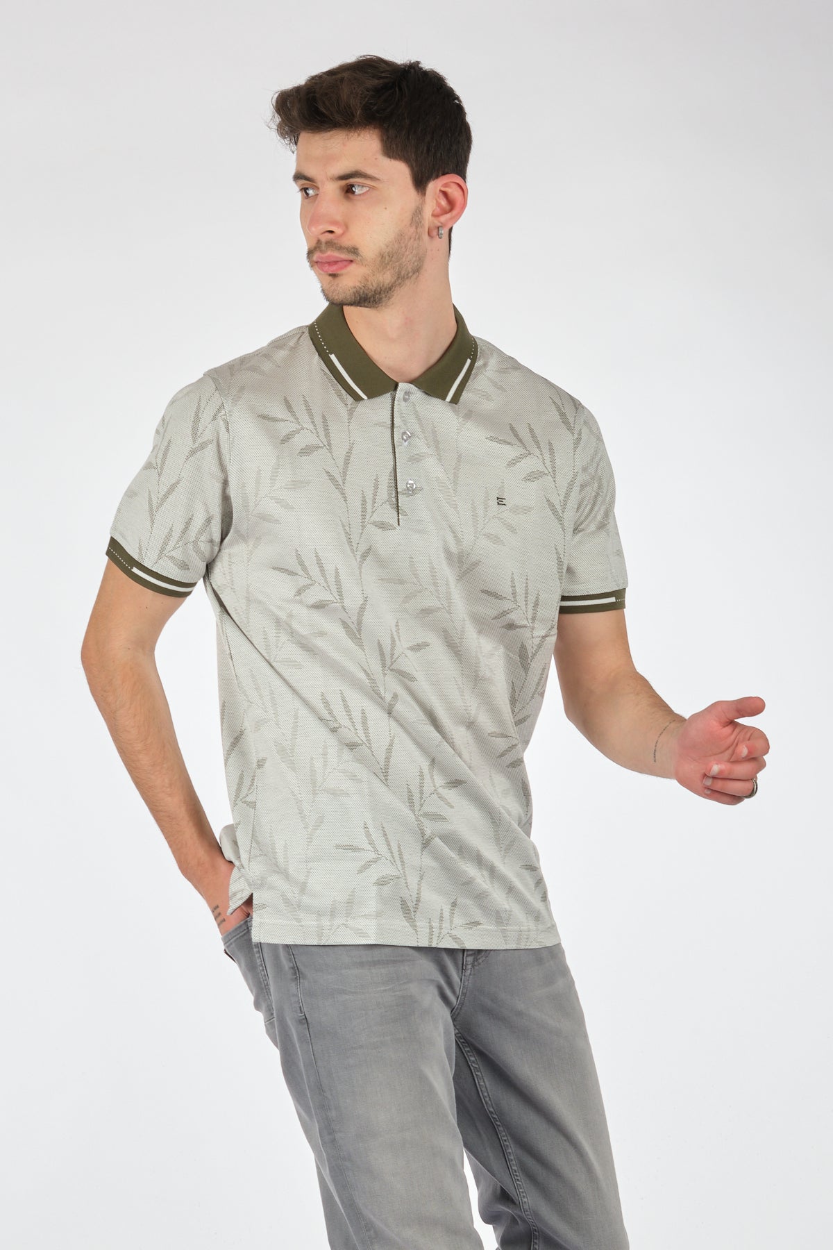 Ecer Erkek Polo Yaka Kısa Kol Tişört - Minimalist Desen - Günlük Stil İkincil görsel