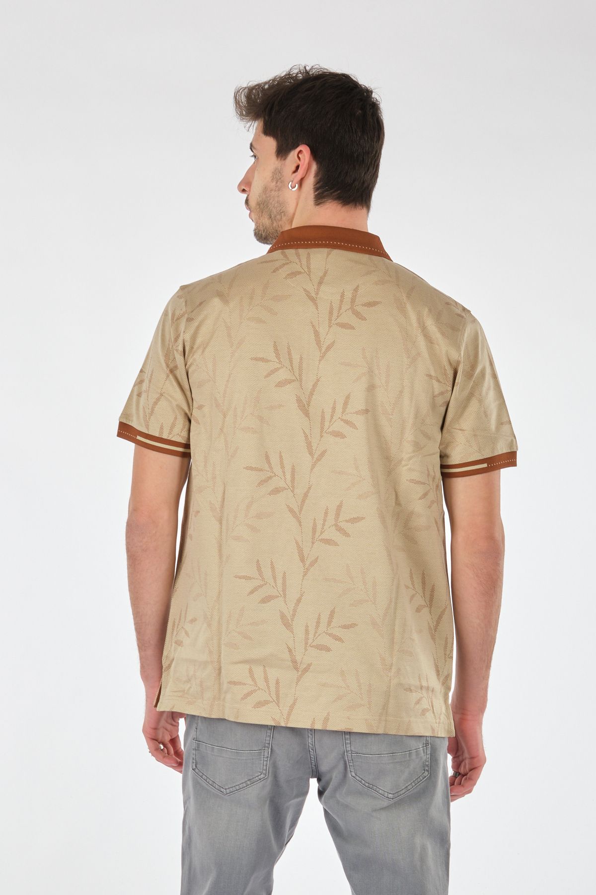 Ecer Erkek Polo Yaka Kısa Kol Tişört - Minimalist Desen - Günlük Stil