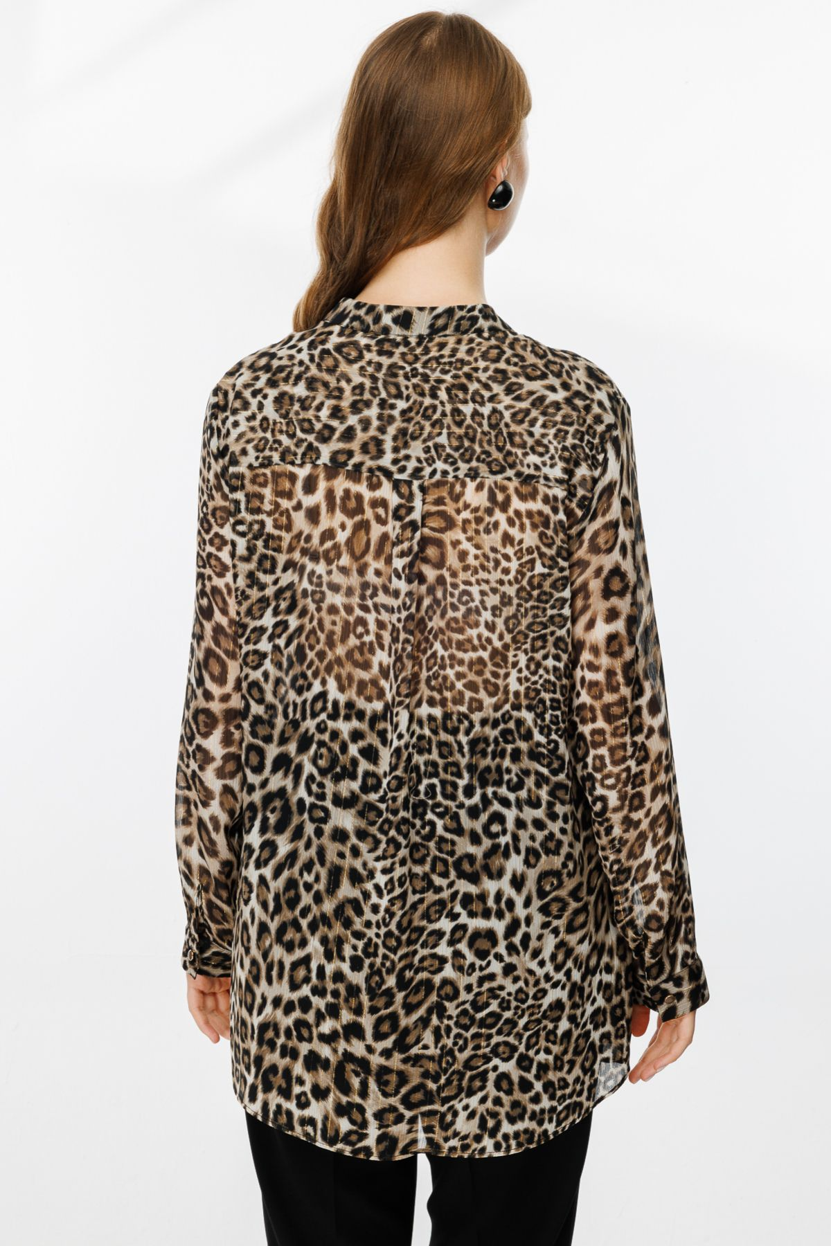 Ekol Büyük Beden Leopar Desen Kadın Bluz 25EKL02529 Translation missing: ar.content.product_image_secondary