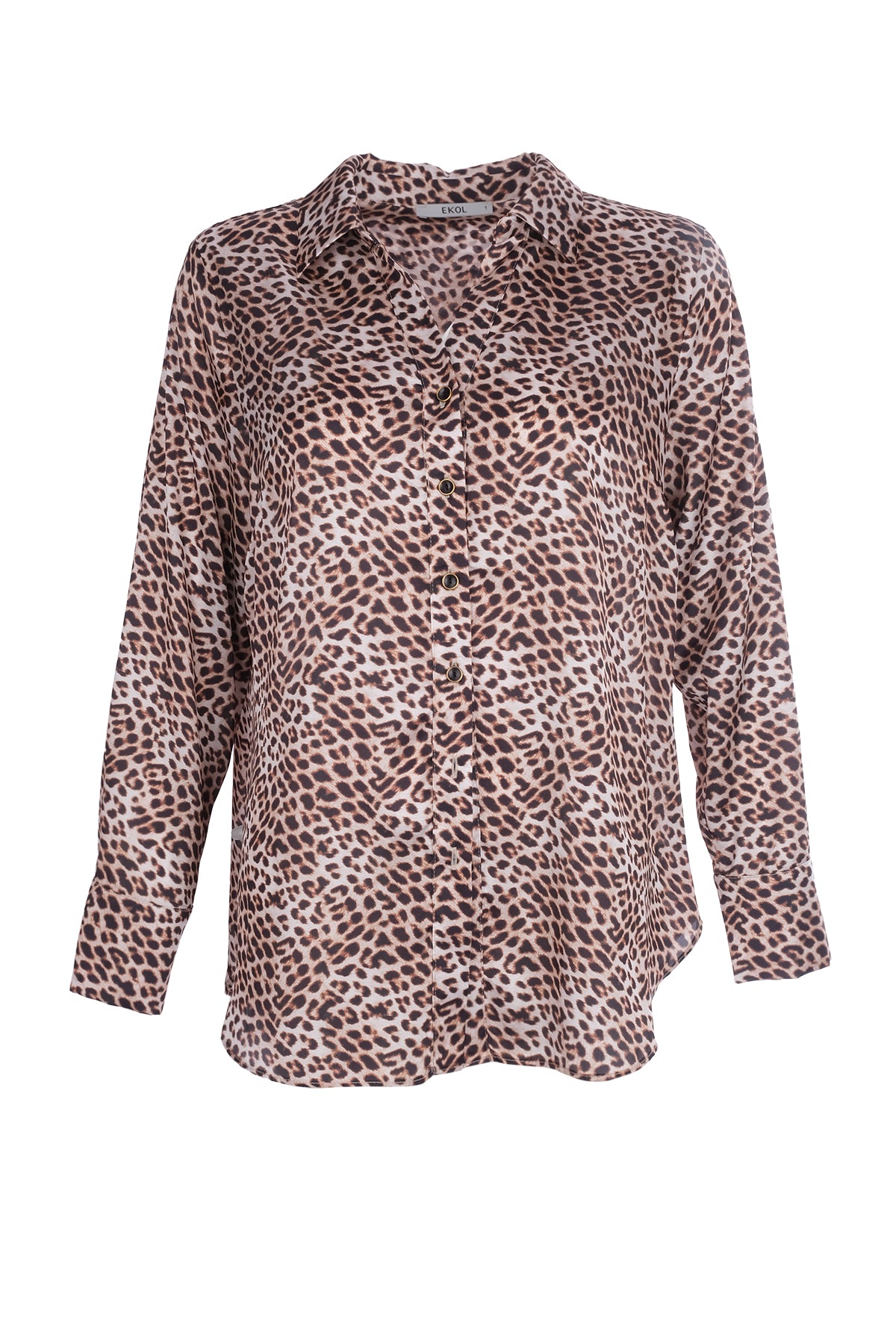 Ekol Büyük Beden leopar Desen Kadın Bluz 25EKL02533 Translation missing: ar.content.product_image_main