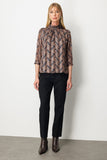 Ekol Göğsü Pencere Detaylı Desenli Bluz
