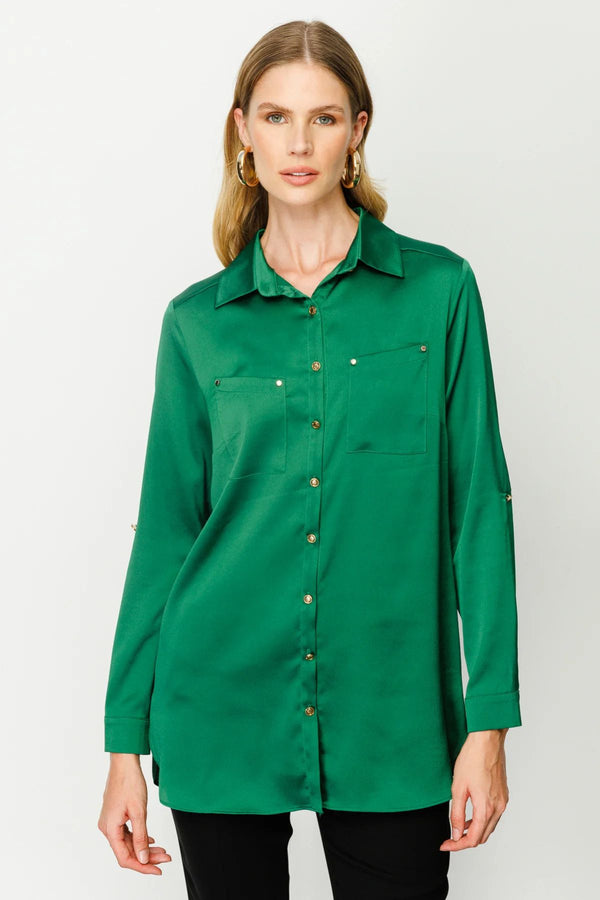 Ekol Minimalist Oversize Uzun Kol Saten Bluz - Günlük Şıklık