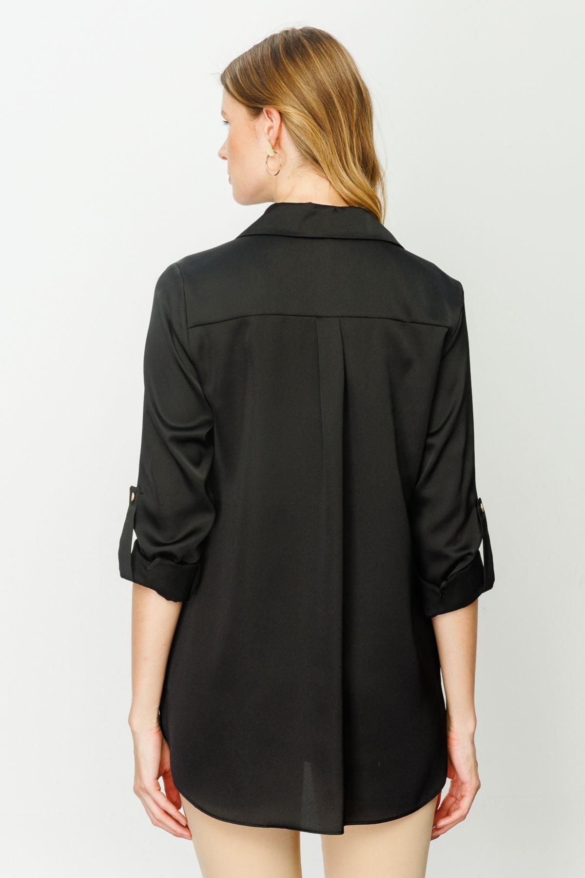 Ekol Minimalist Oversize Uzun Kol Saten Bluz - Günlük Şıklık