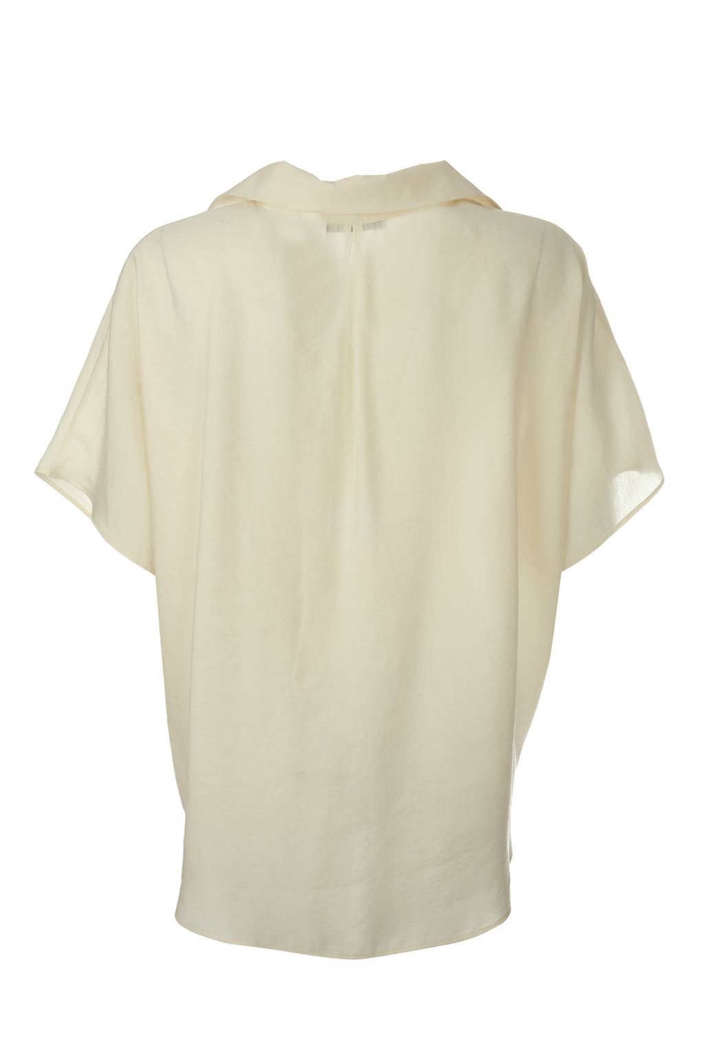 Ekol Oversize Kısa Kol V Yaka Saten Bluz - Minimalist Tarz