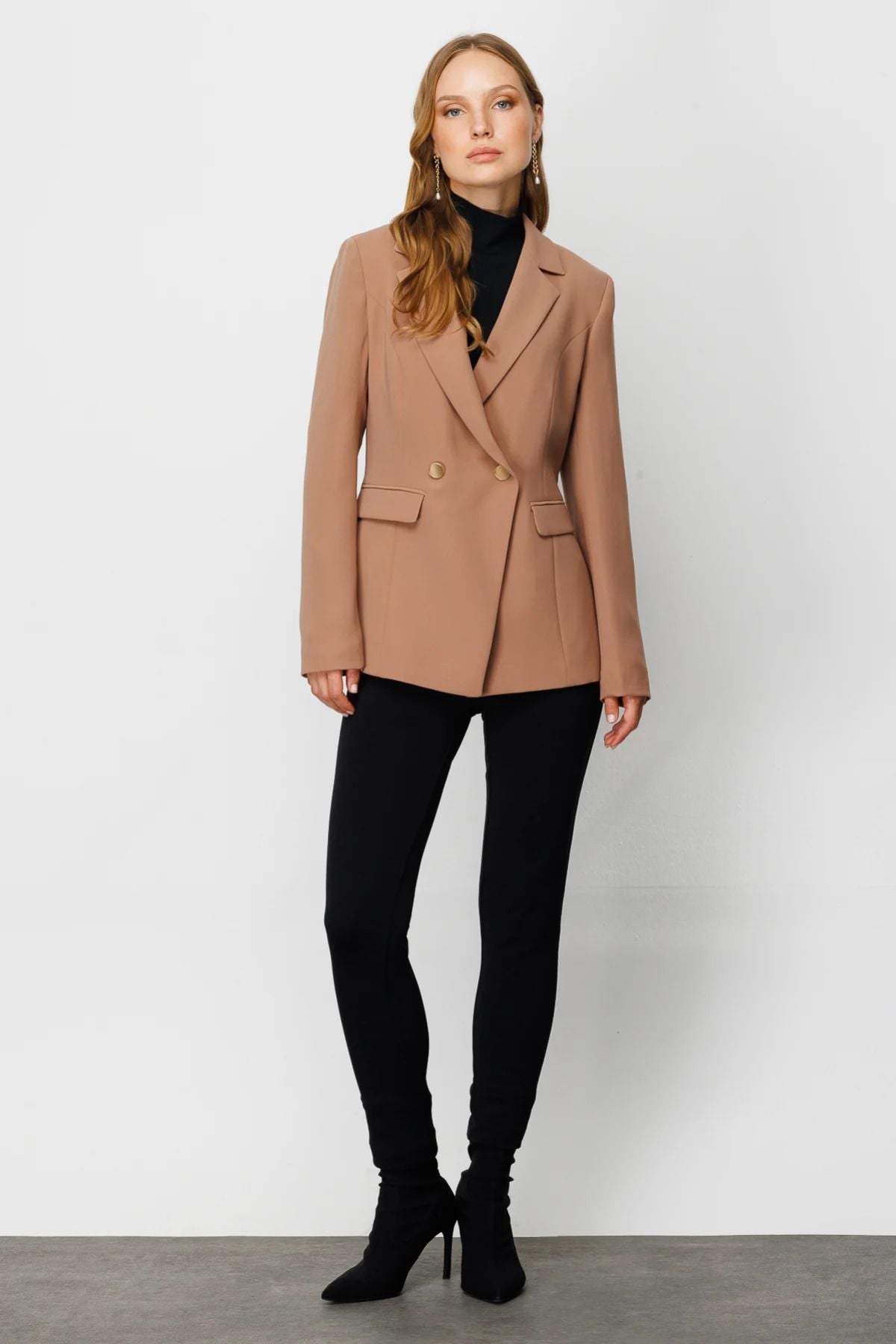 Ekol Minimalist Çift Sıralı Kadın Blazer Ceket - Regular Fit - İş Günlük Translation missing: ar.content.product_image_secondary