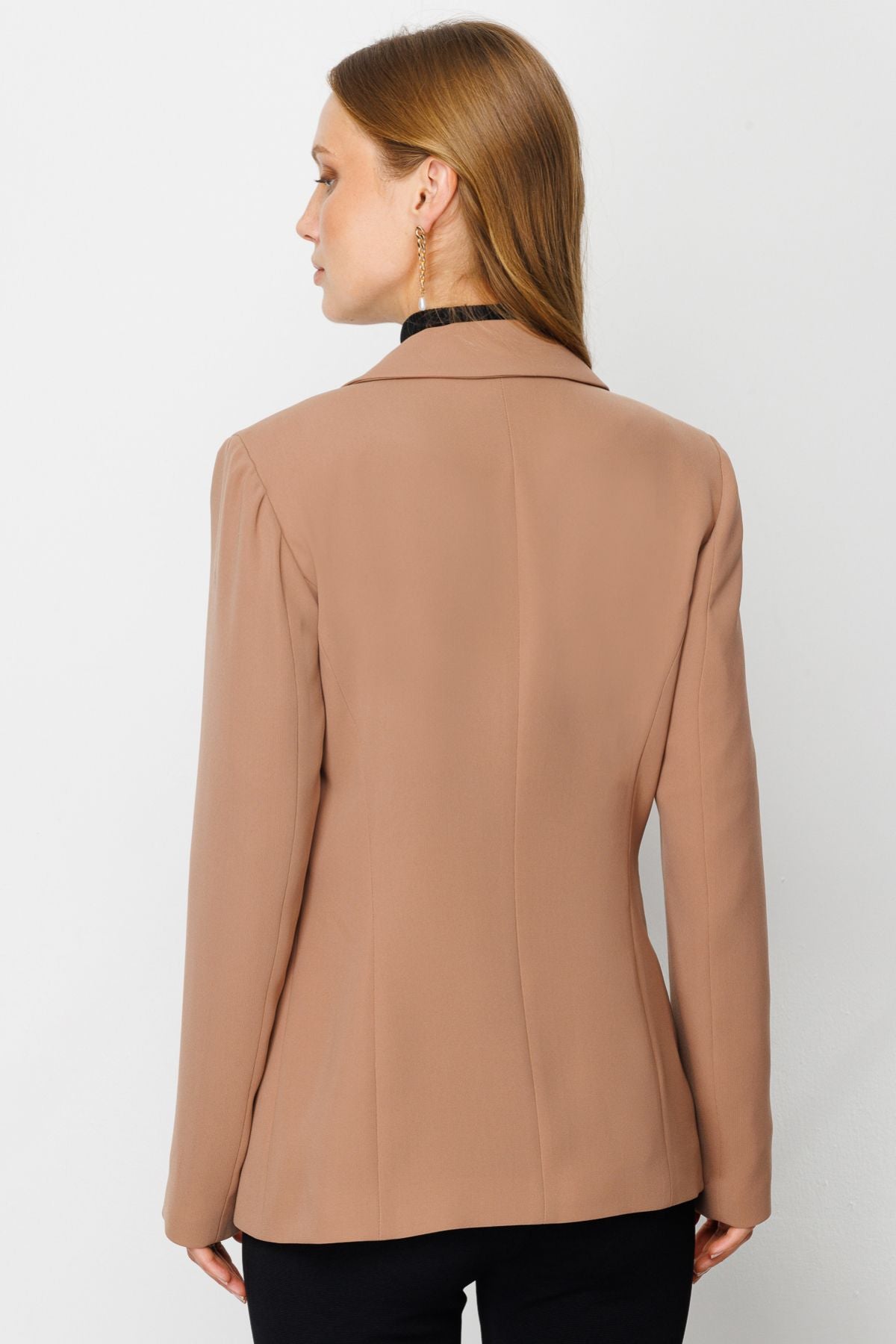Ekol Minimalist Çift Sıralı Kadın Blazer Ceket - Regular Fit - İş Günlük