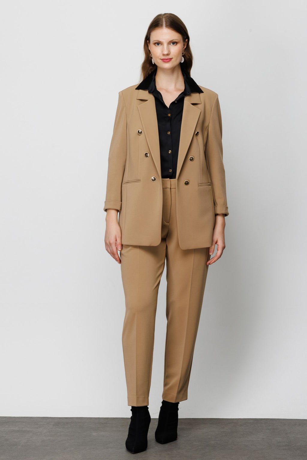 Ekol Minimalist Oversize Kadın Ceket - Çift Düğmeli