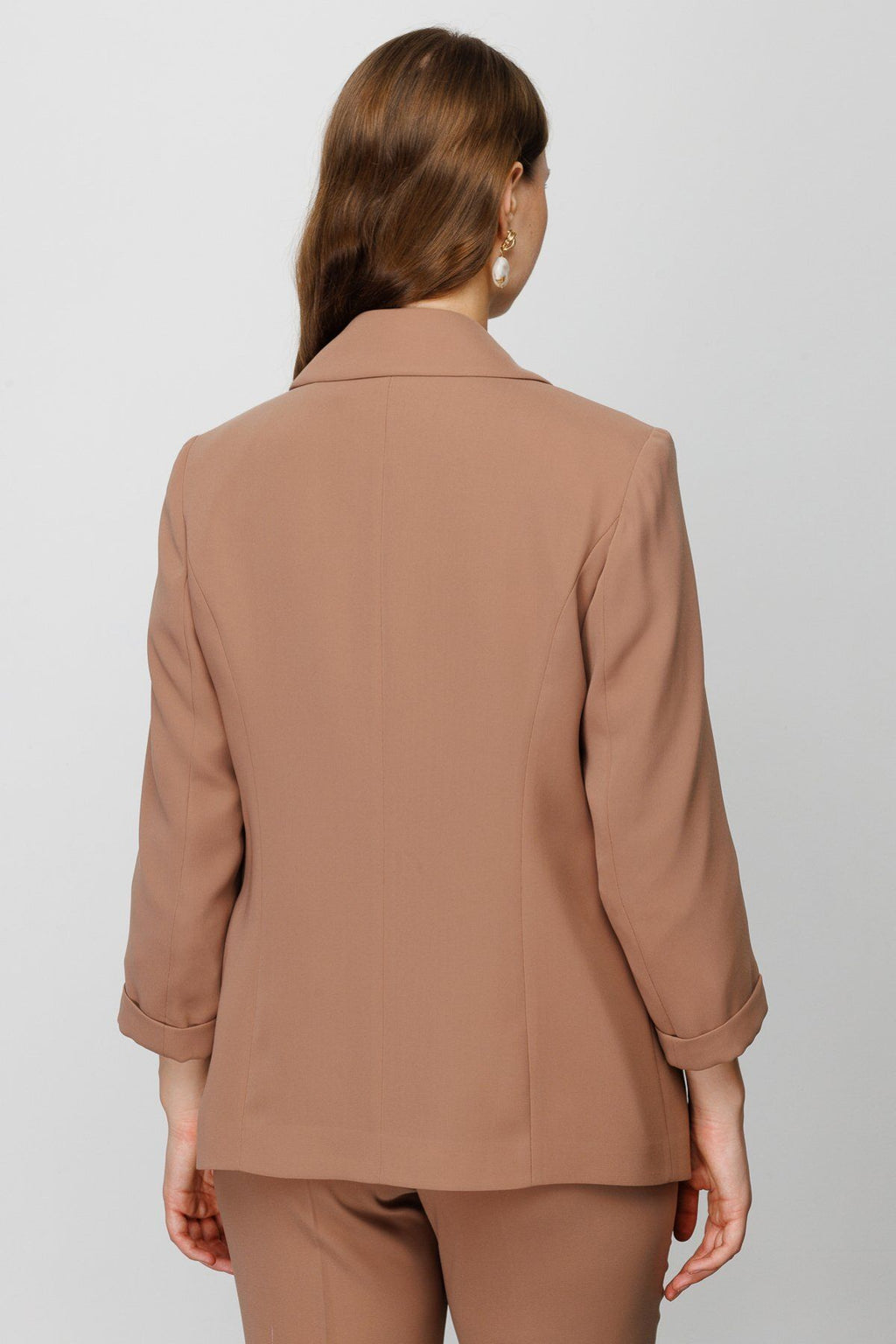 Ekol Minimalist 3/4 Kol Çift Düğmeli Kadın Blazer Ceket - Günlük & Ofis