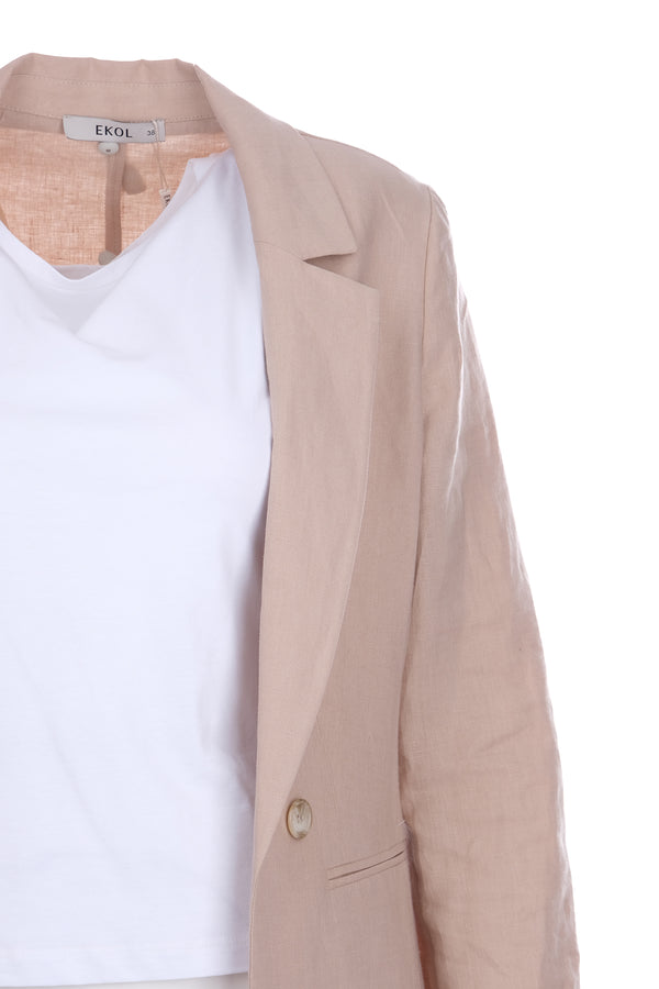Ekol Kadın Tek Düğmeli Yazlık  Ceket 25YEKL04016