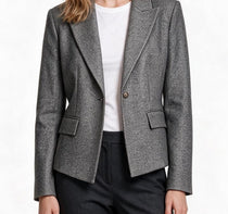 Ekol Kadın Çentikli Yaka Tek Düğmeli Blazer Ceket Yün Karışımlı