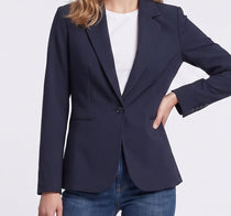 Ekol Kadın Klasik Kesim Çentikli Yaka Tek Düğmeli Blazer Ceket Ofis ve Günlük Kullanım İçin