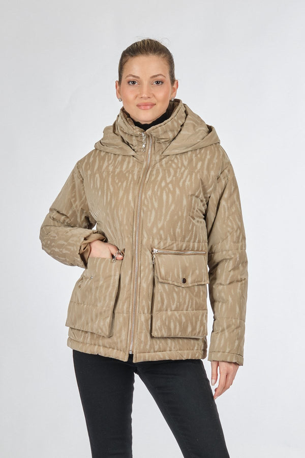 Ekol Oversize Kapüşonlu Minimalist Kadın Kışlık Mont