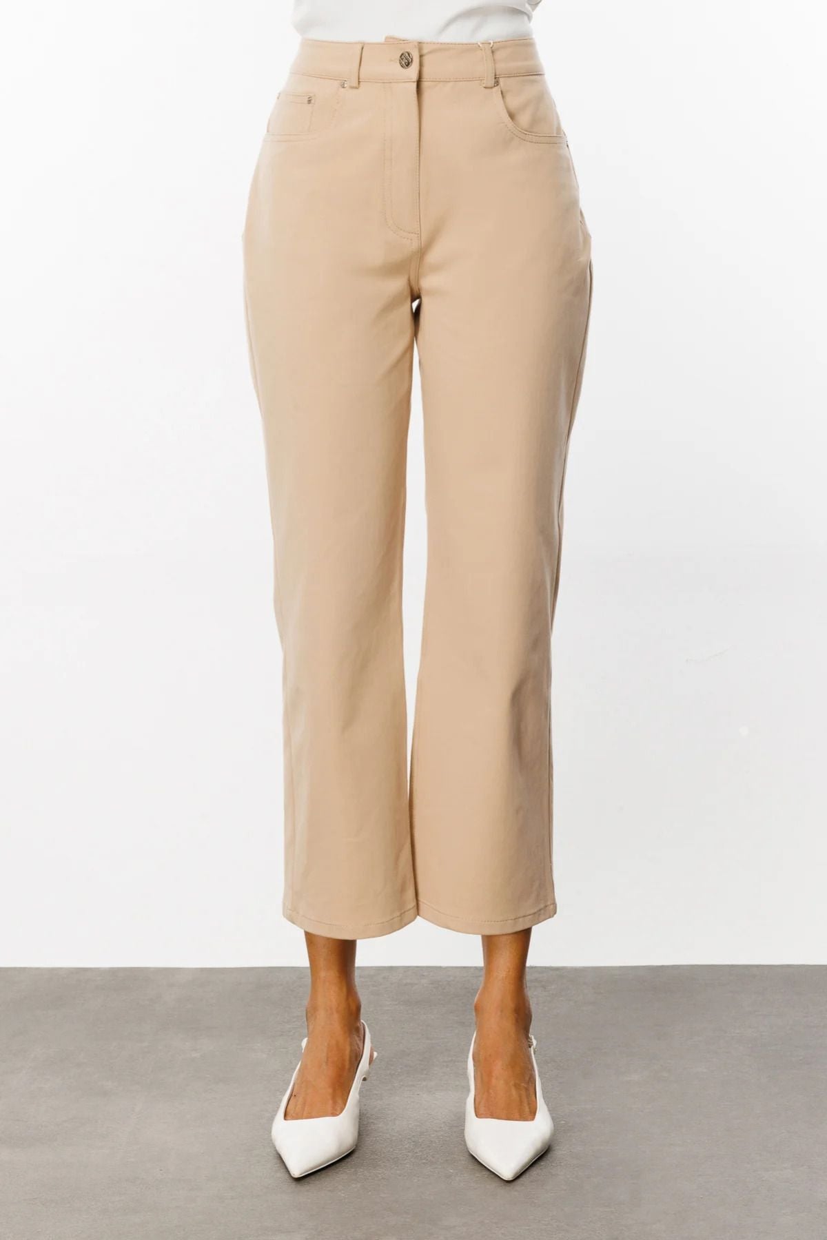 Ekol Minimalist Crop Kadın Pantolon - Yüksek Bel - Rahat Kesim