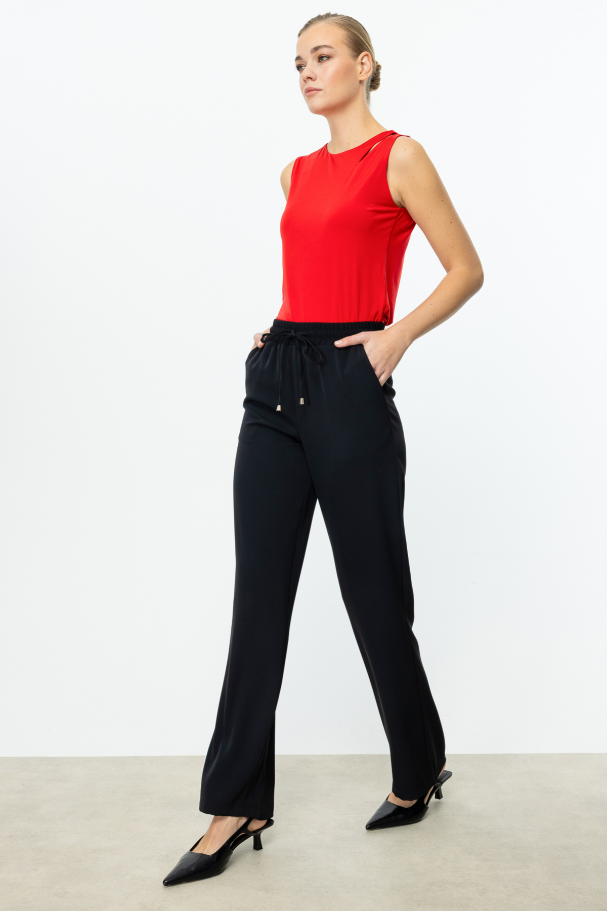 Ekol Minimalist Oversize Kadın Pantolon - Yüksek Bel - Rahat