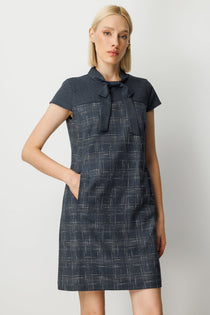 Ekol Kısa Kol Midi Günlük Elbise - Minimalist Vintage