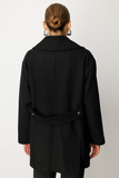 معطف إيكول مزدوج الصدر مع جيوب جانبية