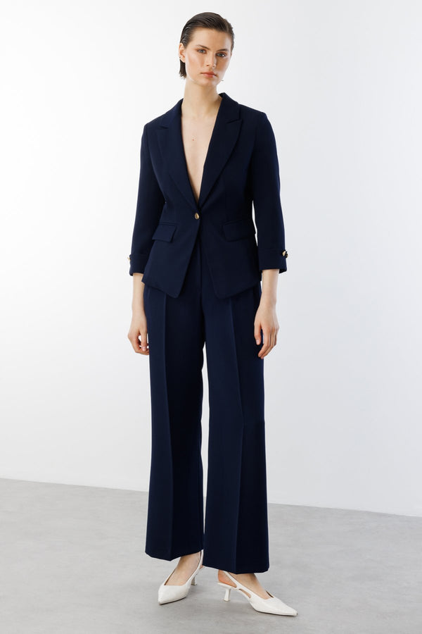 Ekol Minimalist 3/4 Kol Kadın Blazer Ceket - Günlük & Ofis Şıklığı