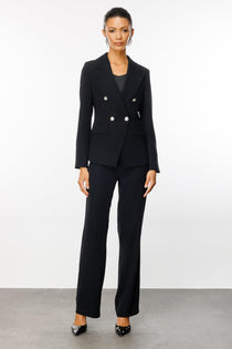 Ekol Minimalist Çift Düğmeli Uzun Kollu Kadın Blazer Ceket - İş & Günlük