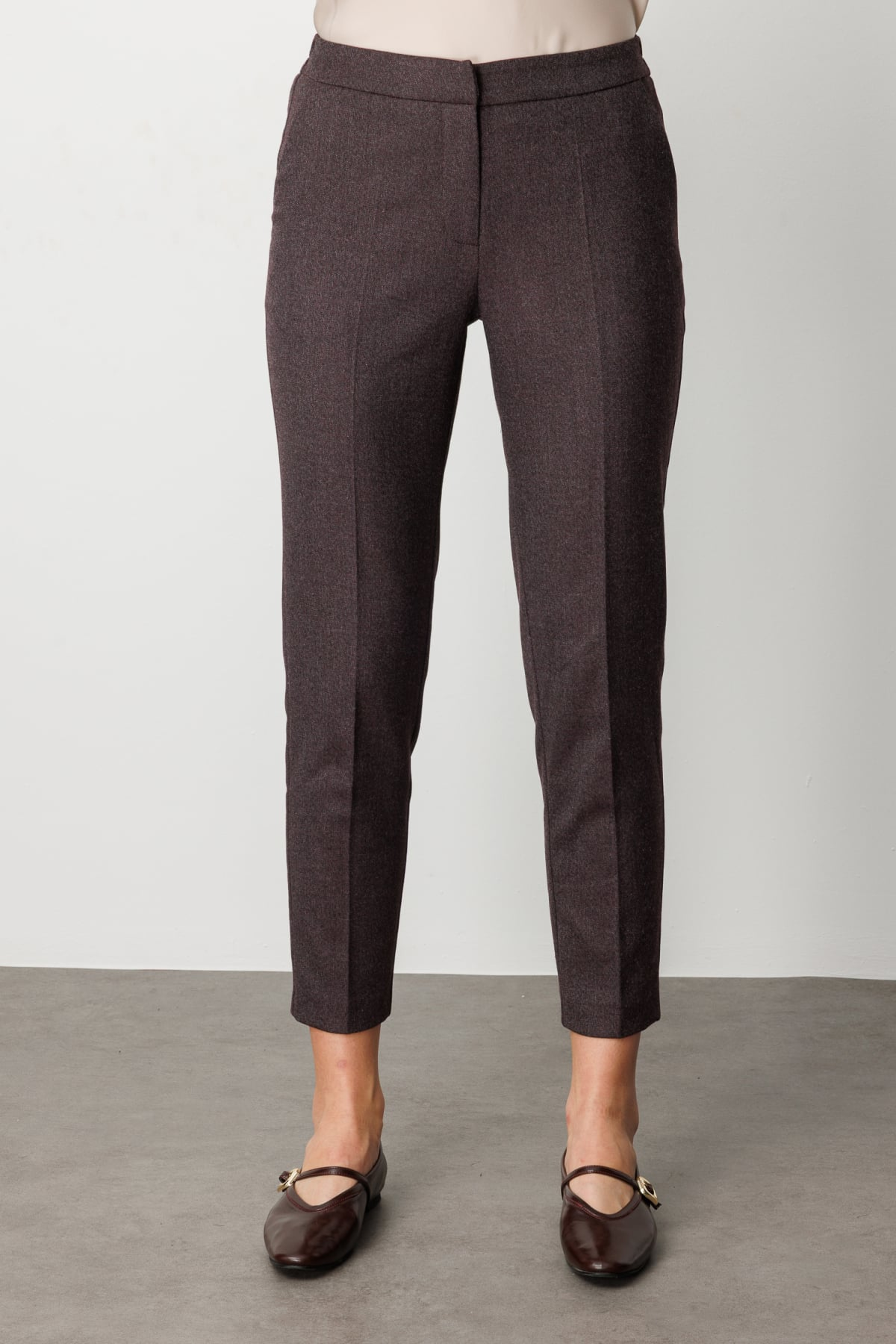 Ekol Minimalist Kadın Pantolon - Yüksek Bel Slim Fit Midi