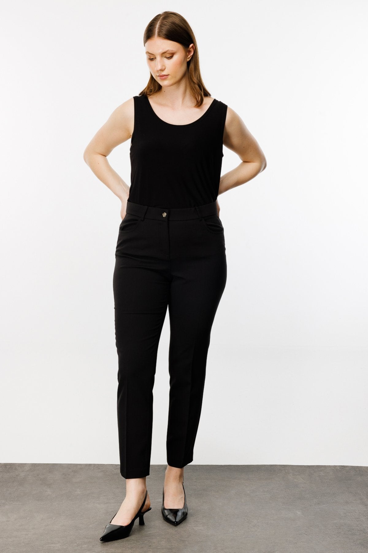 Ekol Minimalist Yüksek Bel Midi Kadın Pantolon - Günlük & İş Kombini Translation missing: ar.content.product_image_secondary