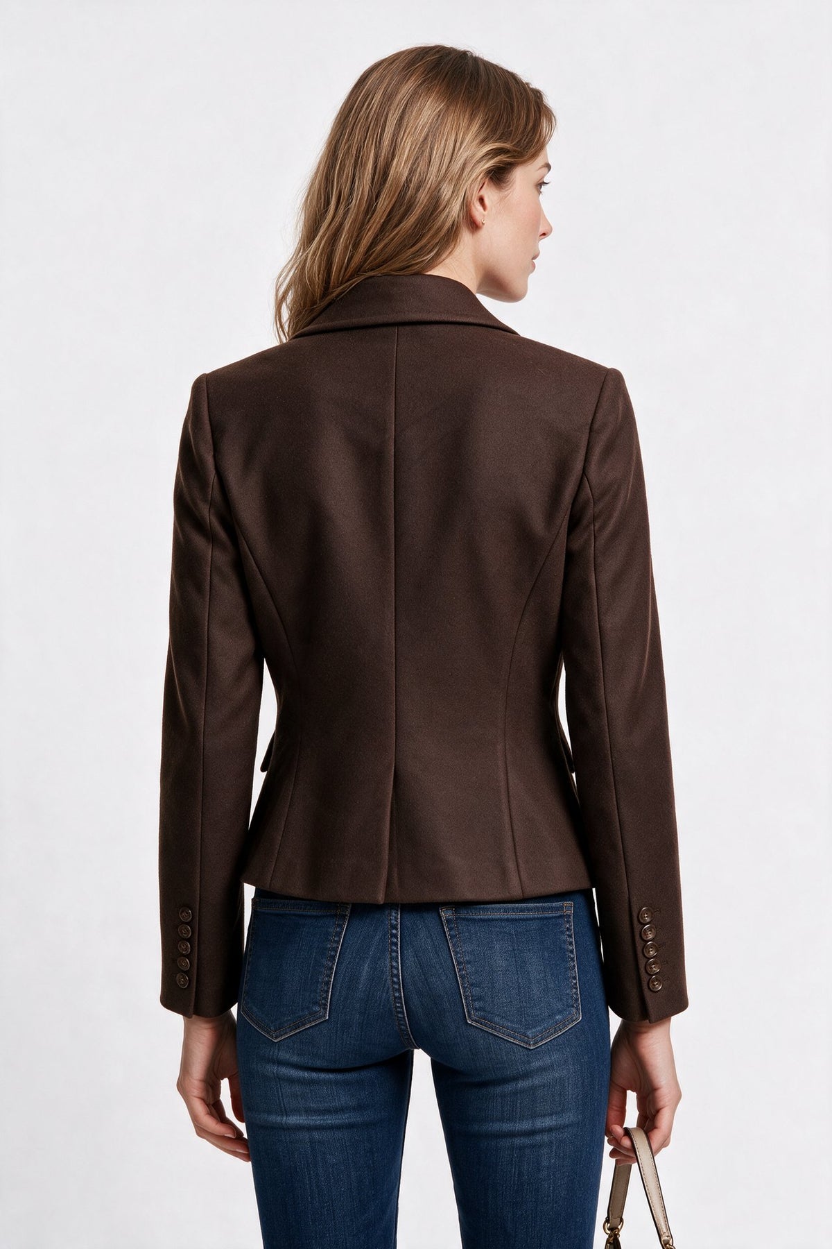 Ekol Kadın Çentikli Yaka Tek Düğmeli Blazer Ceket Yün Karışımlı