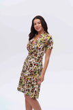 فستان ميدي بأكمام قصيرة بنقشة جلد النمر من كانيل - أناقة يومية