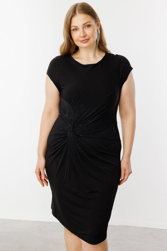 Taş İşlemeli Büzgülü Elbise Ekol