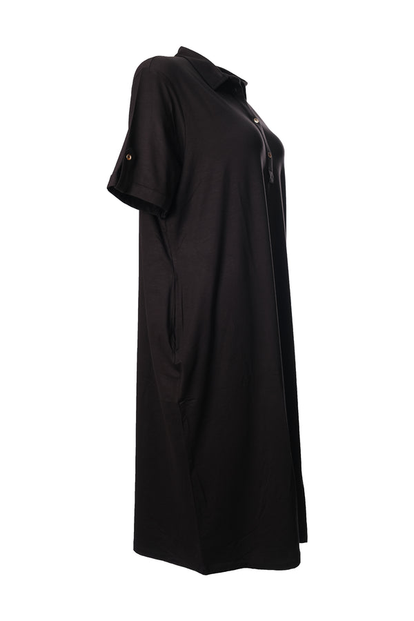 Faik Sönmez Oversize Polo Yaka Midi Elbise - Günlük Şıklık