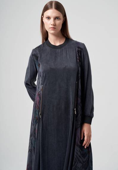 Müsemma Oversize Midi Kadife Elbise - Uzun Kol, Minimalist Tarz Translation missing: ar.content.product_image_main