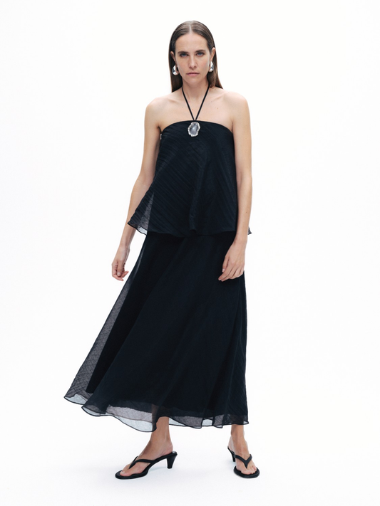 فستان سهرة ماكسي بياقة هالتر