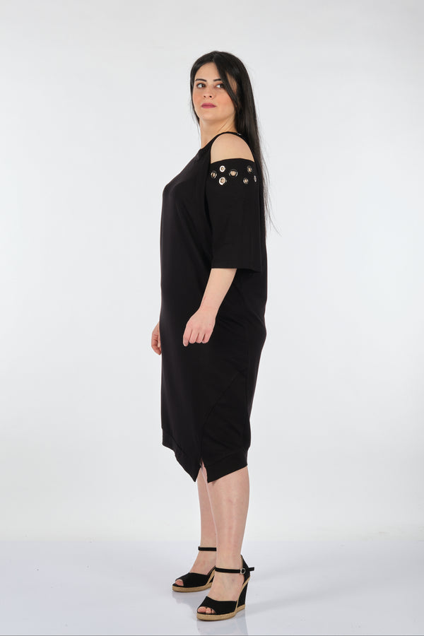 Vedi-bb Tek Omuz Oversize Midi Günlük Elbise - Rahat ve Şık