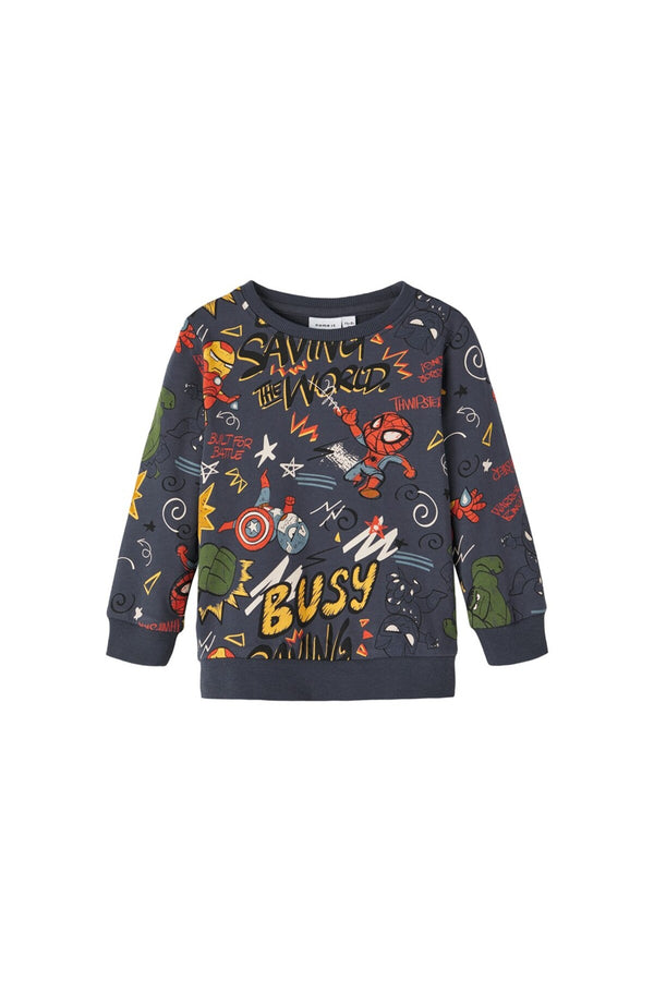 Erkek Çocuk Süper Kahraman Desenli UzunKol Sweatshirt-Rahat ve Şık