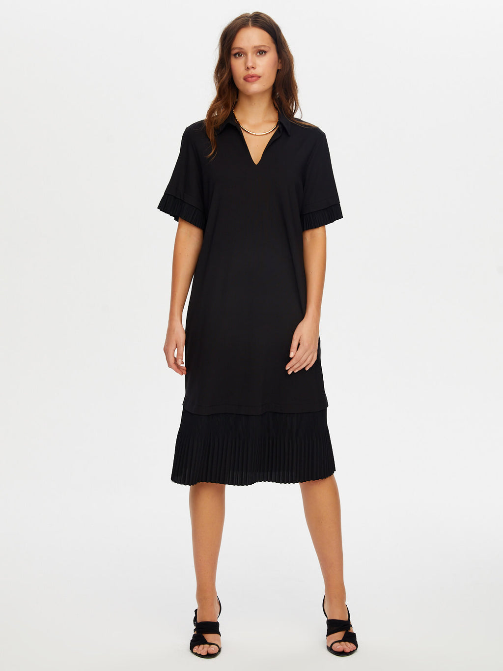 Eteği Pililseli Kısa Kol Örme Elbise Faik Sönmez