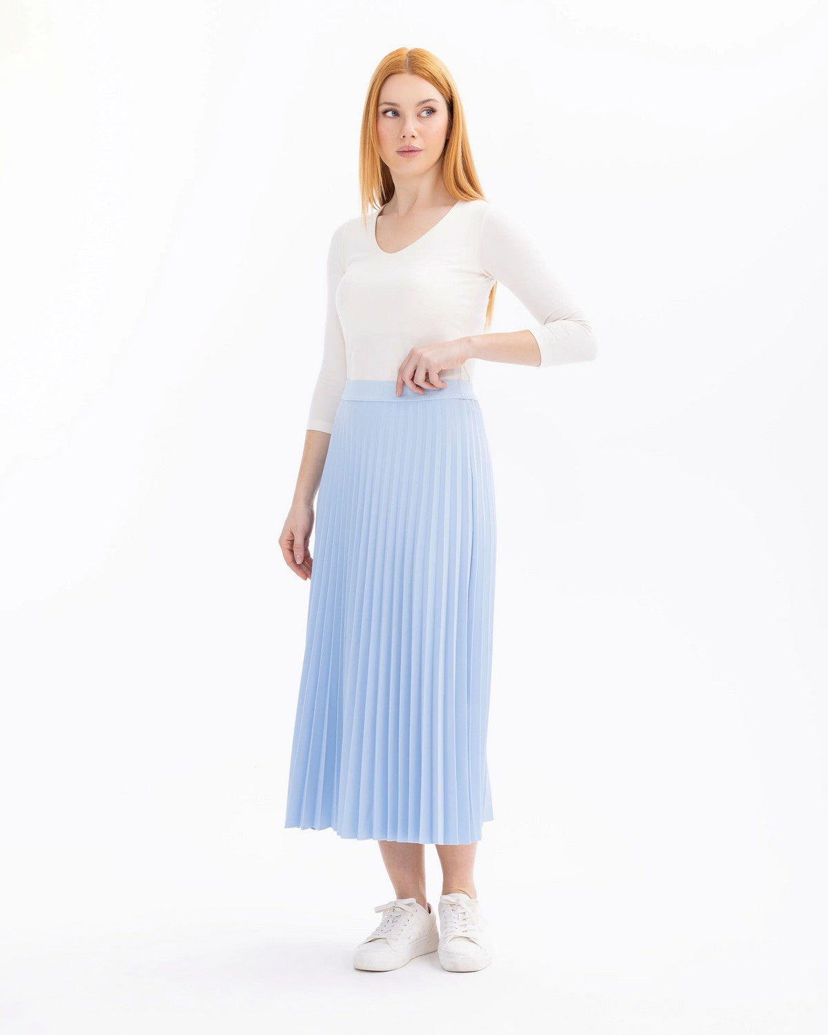 SCL Midi Pileli Etek: Minimalist Günlük Stil - Şimdi Al!