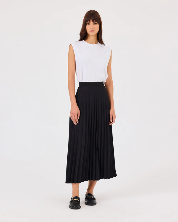 SCL Midi Pileli Etek - Minimalist Günlük Stil, Yüksek Bel, Pileli Detaylar