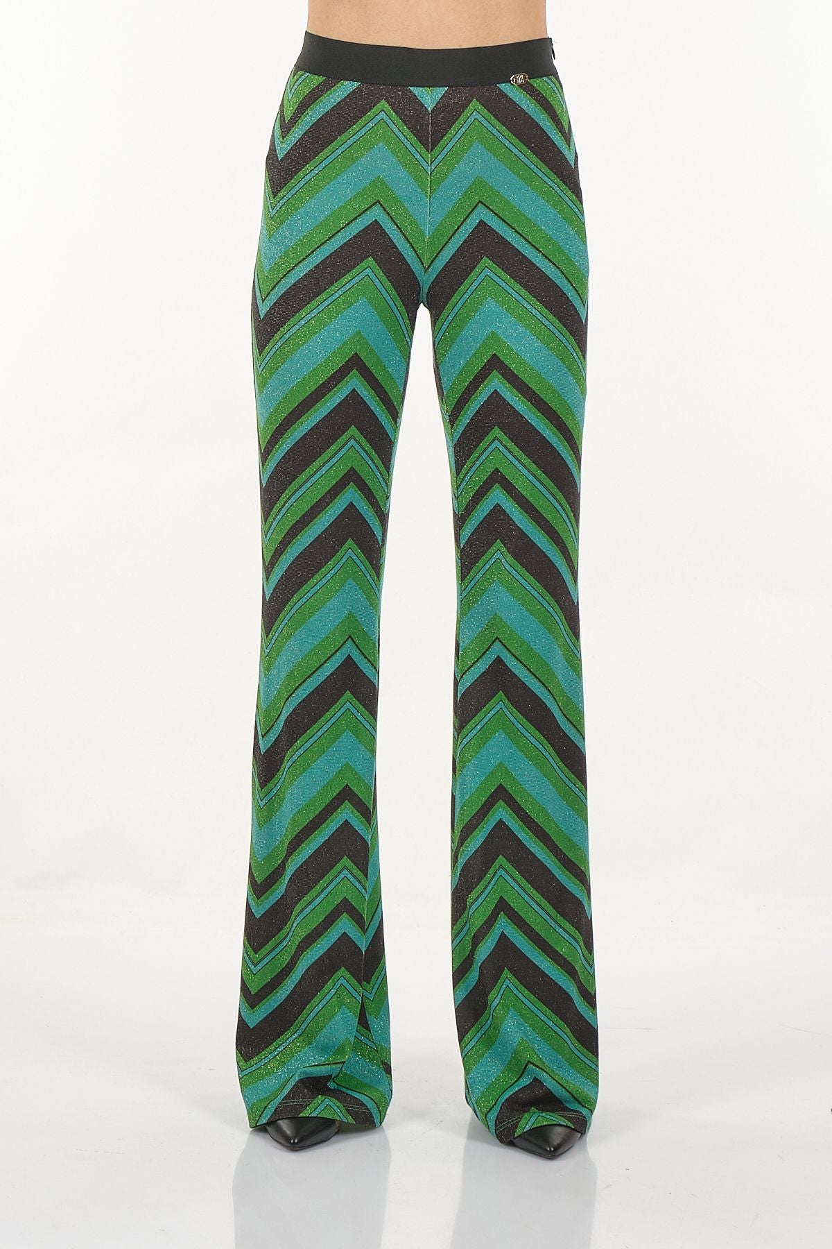 Explosion Kadın Midi Pantolon - Zigzag Desen - Vintage Tarz Ana görsel